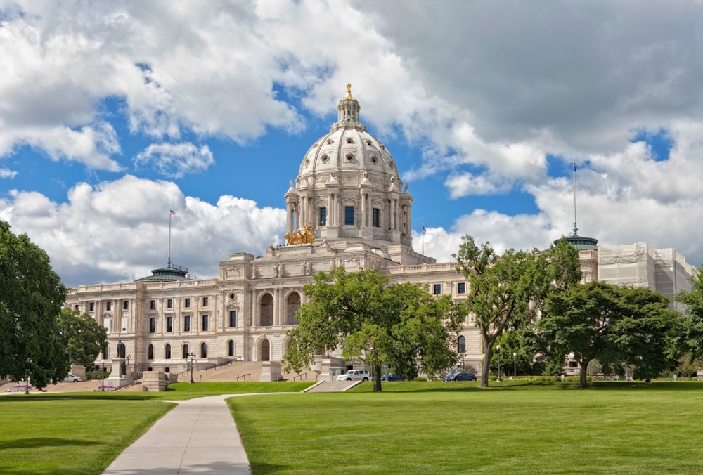 Minnesota State Capitol on a partly cloudy day