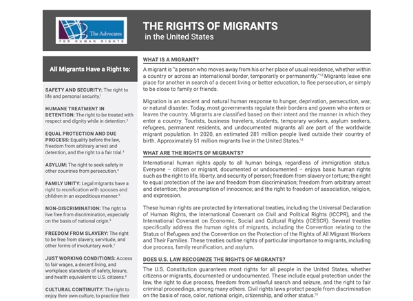 Factsheet: The Rights of Migrants - The Advocates for Human Rights